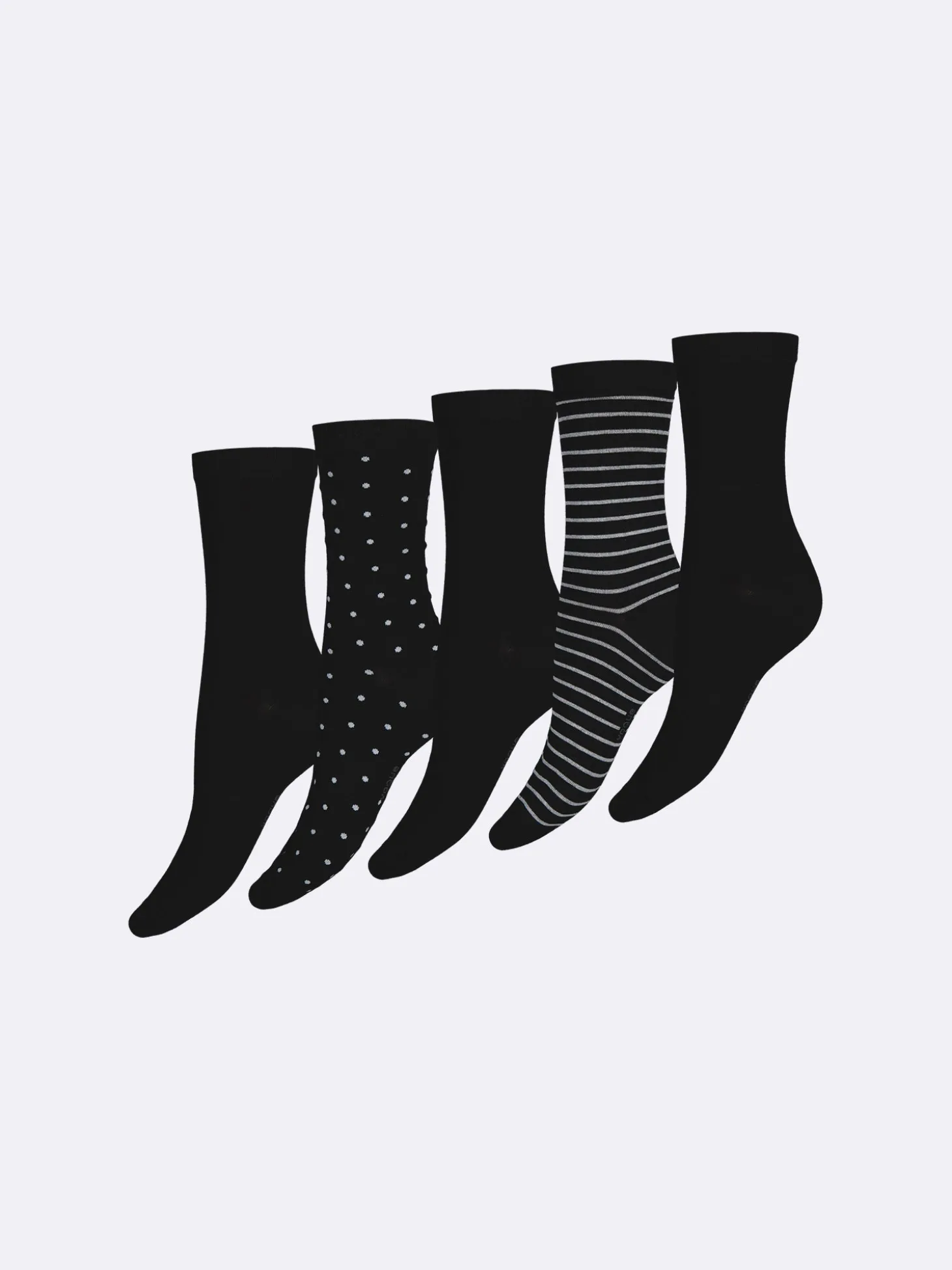 COTTON BASIC nilkkasukat, 5 paria - mustavalkoinen