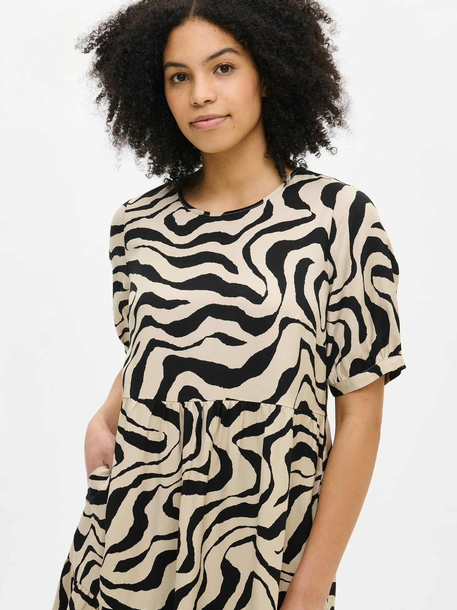 SAVANNA midi kangasmekko - beige